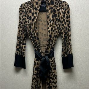 Leopard Print Women's Robe with Black Accents